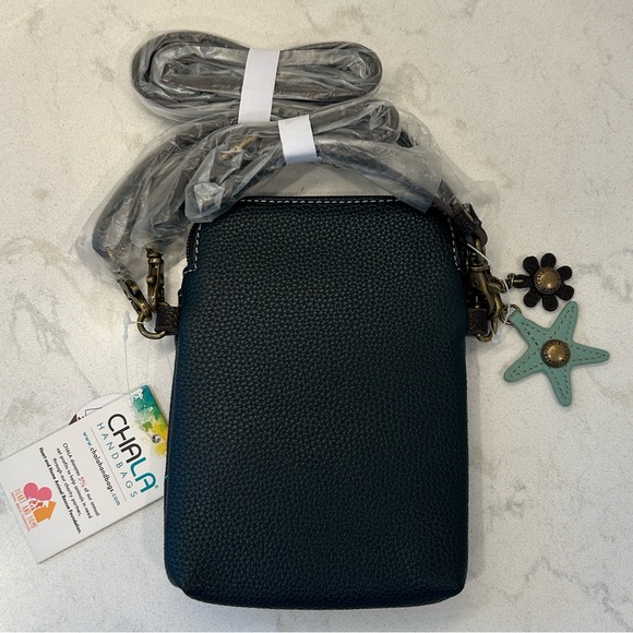 Chala Teal and Navy Sea Turtle Charms Vegan Convertible Crossbody Bag NWT - Picture 11 of 16